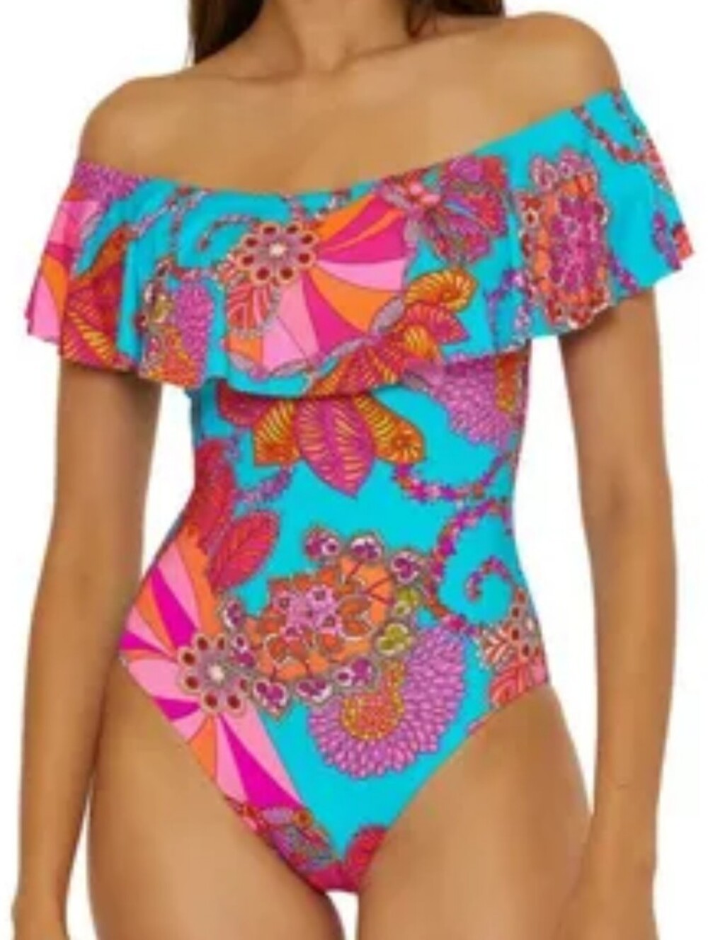 Trina Turk Ruffle Off the Shoulder One-Piece Swimsuit